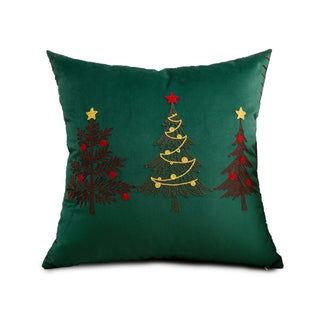 Besticktes weihnachtliches Dekokissen mit festlichem Baum- und Rentiermotiv für gemütliche Weihnachtsdeko