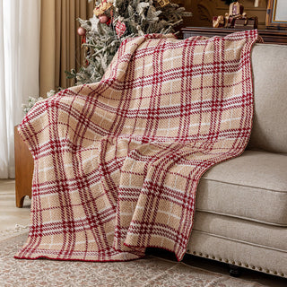 Klassisches Sherpa-Plaid von Buffalo, kariertes Design, rot-weiß, kariert, mit weichem Futter für kuscheligen Tragekomfort