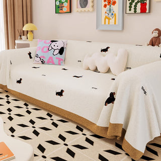 Sofabezug aus Plüschstoff mit Hundemuster für Tierliebhaber, weiches und kuscheliges Design