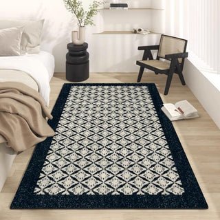 Easy Clean Rug Klassischer Teppich mit Diamantenrand, auslaufsicher, tierfreundlich, minimalistisch