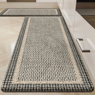 Leicht zu reinigender Teppich mit strukturiertem Rand, strapazierfähiger, rutschfester, tierfreundlicher Flurteppich im Boho-Stil