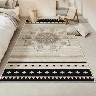 Leicht zu reinigender Teppich Tribal Mandala, auslaufsicherer Boho-Teppich für den Schlafbereich