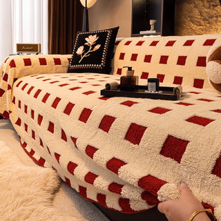 Sofabezug aus Plüsch mit geometrischem quadratischem Design für Komfort und Raffinesse in jedem Wohnzimmer