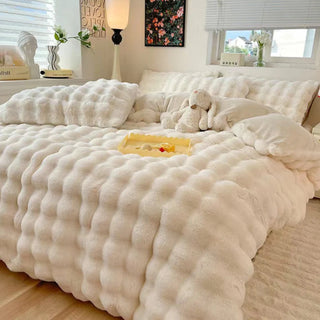 Puffy Comfort Bettwäsche-Set aus verdicktem Kaninchenfell