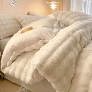 Puffy Comfort Bettwäsche-Set aus verdicktem Kaninchenfell