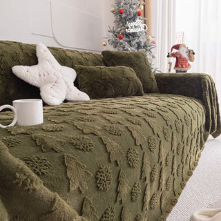 Sofabezug aus Plüschstoff mit 3D-Weihnachtsbaummuster und kuscheliger konkav-konvexer Textur