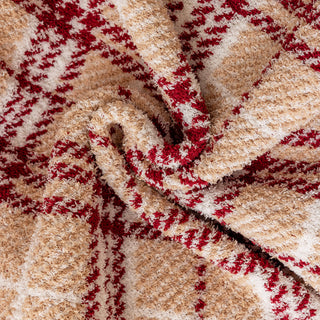 Klassisches Sherpa-Plaid von Buffalo, kariertes Design, rot-weiß, kariert, mit weichem Futter für kuscheligen Tragekomfort