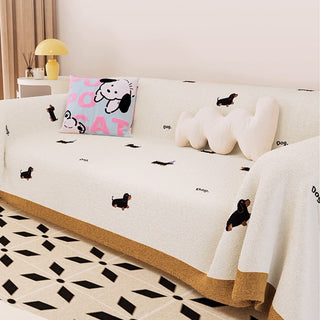 Sofabezug aus Plüschstoff mit Hundemuster für Tierliebhaber, weiches und kuscheliges Design