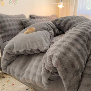 Puffy Comfort Bettwäsche-Set aus verdicktem Kaninchenfell
