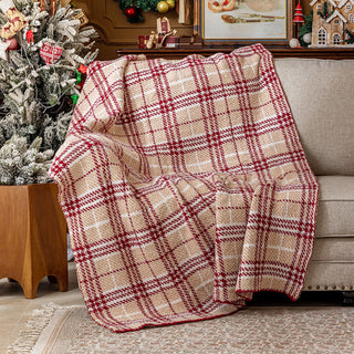 Klassisches Sherpa-Plaid von Buffalo, kariertes Design, rot-weiß, kariert, mit weichem Futter für kuscheligen Tragekomfort