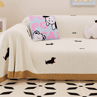 Sofabezug aus Plüschstoff mit Hundemuster für Tierliebhaber, weiches und kuscheliges Design