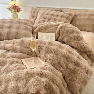 Puffy Comfort Bettwäsche-Set aus verdicktem Kaninchenfell