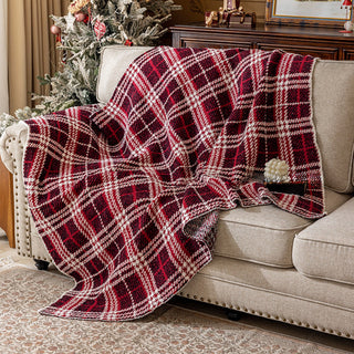 Klassisches Sherpa-Plaid von Buffalo, kariertes Design, rot-weiß, kariert, mit weichem Futter für kuscheligen Tragekomfort