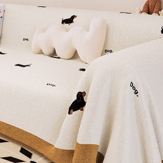 Sofabezug aus Plüschstoff mit Hundemuster für Tierliebhaber, weiches und kuscheliges Design