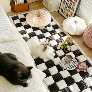 Hundematte für Hunde und Katzen, kariert, quadratisch, groß