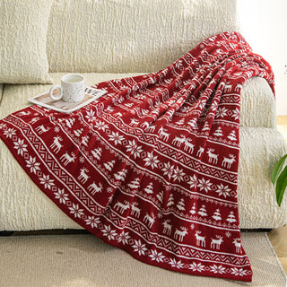 Strickdecke mit nordischem Rentier, festliches Schneeflocken- und Rentier-Design für gemütliche Weihnachtsdeko