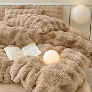 Puffy Comfort Bettwäsche-Set aus verdicktem Kaninchenfell