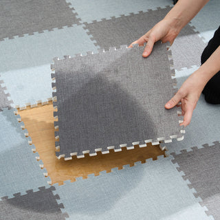 Patchwork-Spielmatte im Leinenstil