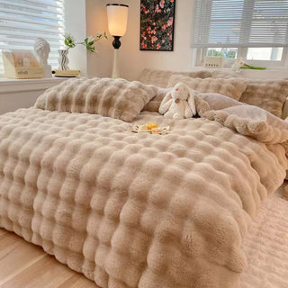 Puffy Comfort Bettwäsche-Set aus verdicktem Kaninchenfell