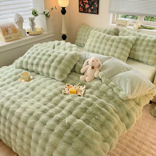 Puffy Comfort Bettwäsche-Set aus verdicktem Kaninchenfell